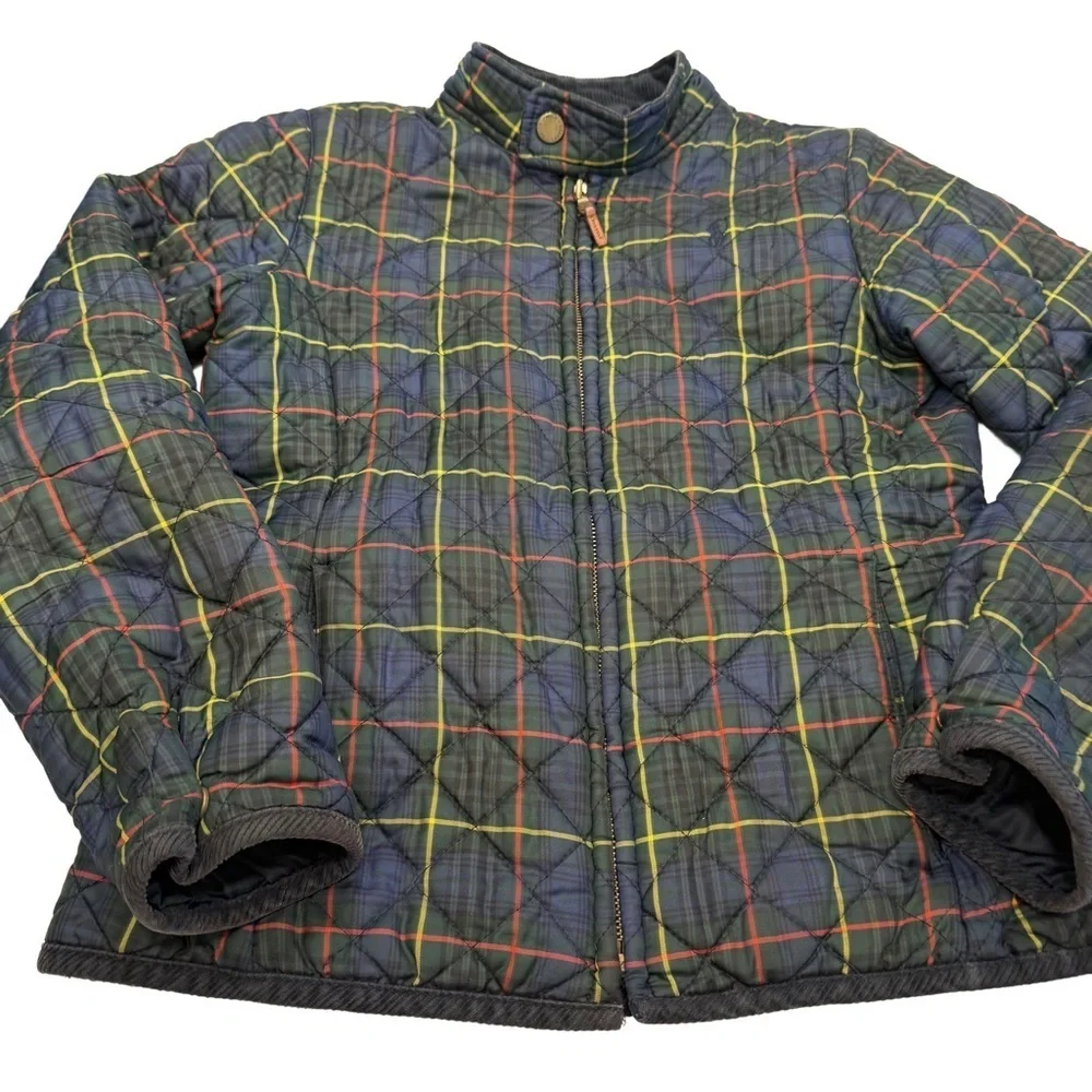 Ralph Lauren Jacket Youth Size L (12-14) Full Zip Tartan Plaid Quilted EUC RARE